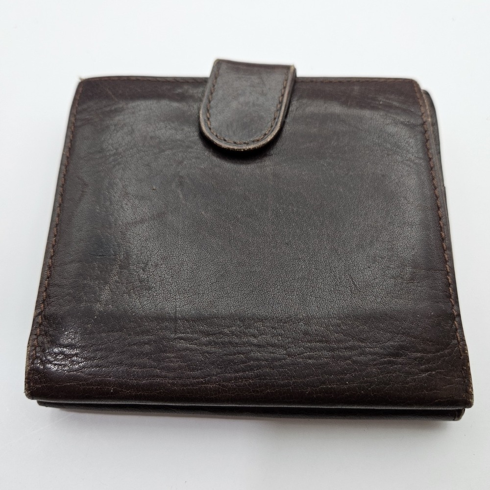 L.S. Ayres Women's‎ Unisex Wallet Brown Leather Vintage Made in Italy Kiss Lock - Picture 4 of 13